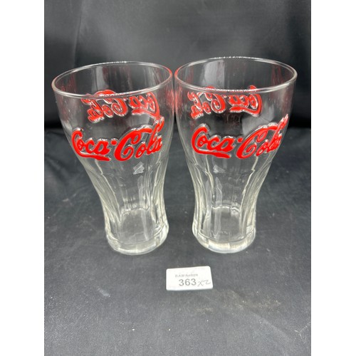 363 - 2x Coca Cola Glasses With Raised Name