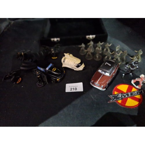 210 - Case Of Marvel and Other Cars, Figures, Badges Etc