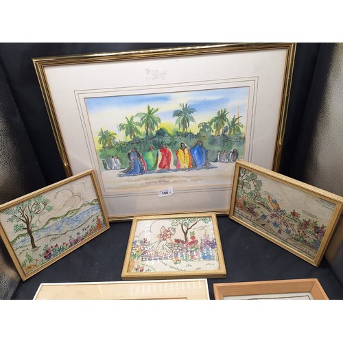 198 - Group of 6 Pictures To Include a Vintage Tapestry, a Picture Framed By Hugo Liverpool and Two Origin... 