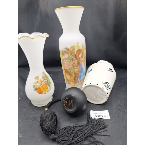 200 - Group of 4 Vintage Vases, Pot and a Perfume Bottle