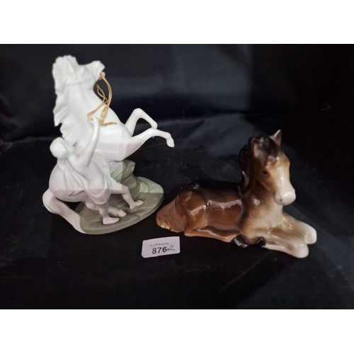 876 - Ceramic Horse and Trainer and a Russian Sealed Horse