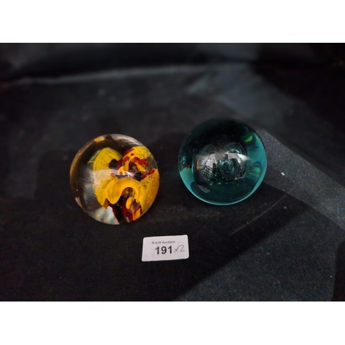 191 - Super Heavy Paperweights x2 To Include Bubble Effect and Yellow Flower