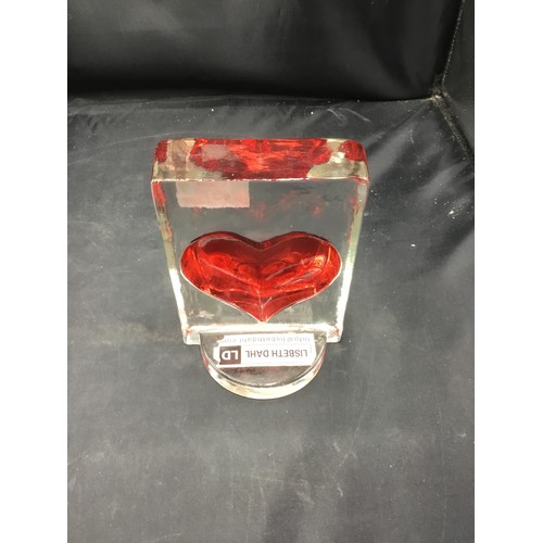 457 - Lisbeth Dahl Crystal Heart With Label (heavy)