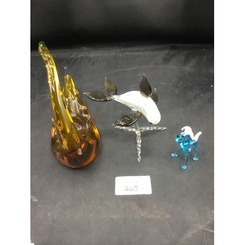 465 - Murano Animals x3 To Include a Swan, Fish and a Dog