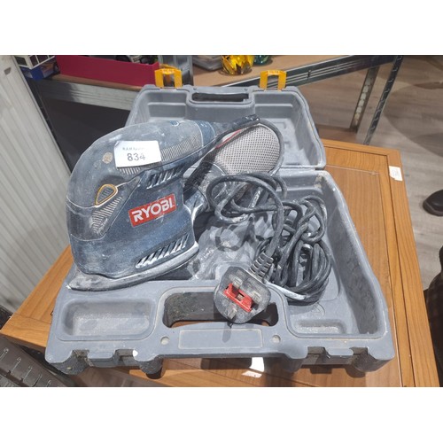 834 - Cased Ryobi Sander In Working Order (Not PAT Tested)