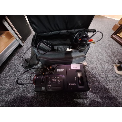 864 - Cased Canon E230 Camera Recorder With Flash and all Leads