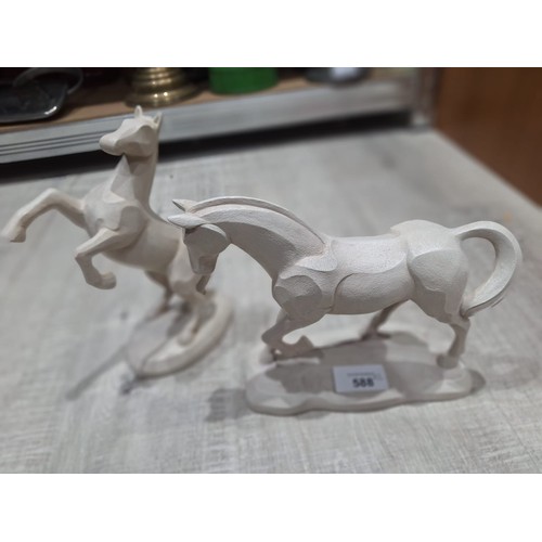 588 - Pair of enesco parastone horses 1 rearing