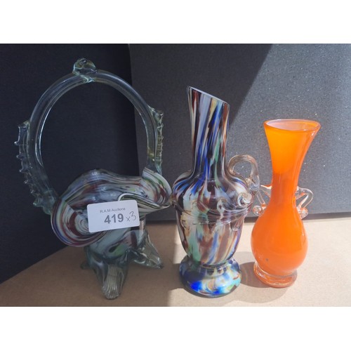 419 - Group of Murano and Murano Style Items x3