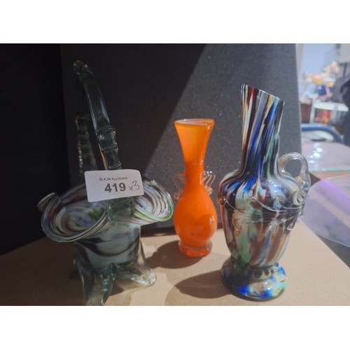 419 - Group of Murano and Murano Style Items x3