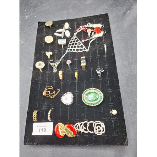 119 - Pad of Fashion and Vintage Rings, Indian Rings, Pendants, Cufflinks Etc x20+