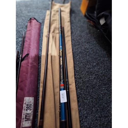 513 - Diam 12ft fishing match rod + daiwa carbon 3 piece cavalier multi quiver