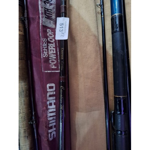 513 - Diam 12ft fishing match rod + daiwa carbon 3 piece cavalier multi quiver