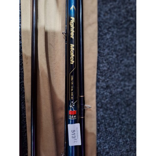 513 - Diam 12ft fishing match rod + daiwa carbon 3 piece cavalier multi quiver