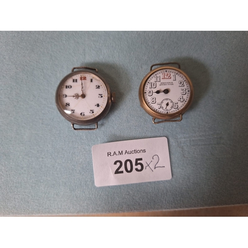 205 - Solid Silver 925 Watch and a 22ct Rolled Gold Watch No Straps