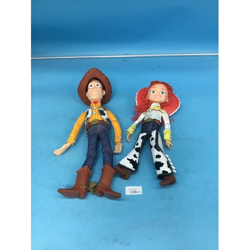 140 - Toy Story Talking Woody and Jessie 14” In Working Order