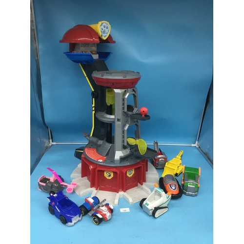 146 - Paw Patrol Tower and Vehicles 30”+ Tall