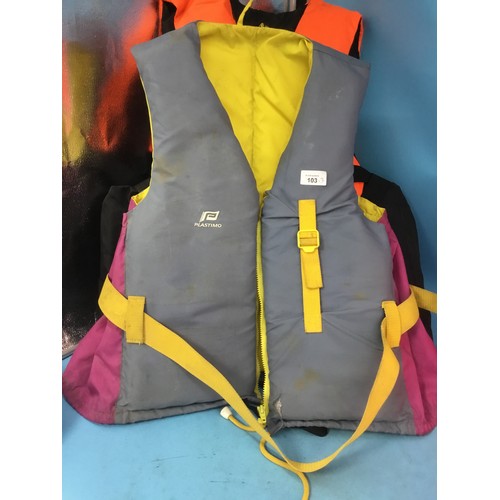 103 - Life Jackets x3 To Include Blue Dolphin, Beacon and Plastimo