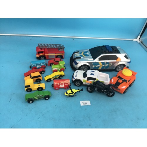 203 - Box of Mixed Cars, Trains Etc.