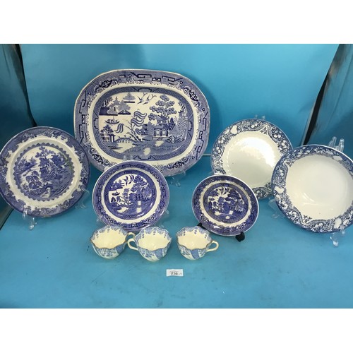 230 - Mixed Blue and White Vintage Pottery x9