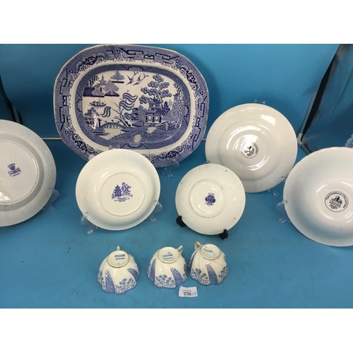 230 - Mixed Blue and White Vintage Pottery x9