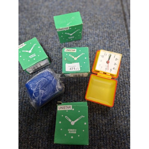 Alarm Clocks x4 In Various Colours Boxed and In Cases