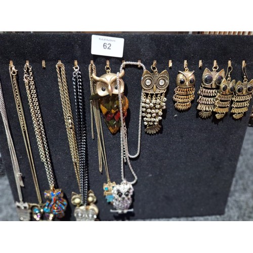 62 - Collection Of Fashion and Vintage Owl Jewellery