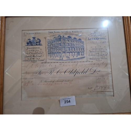 254 - Framed Antique Bill of Sale