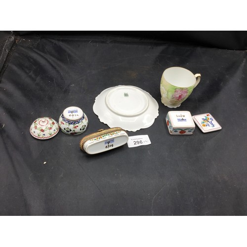 296 - Antique/Vintage Cabinet Cup and Saucer and Three Collectable Lidded Pots