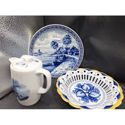 318 - Delft Pottery x3