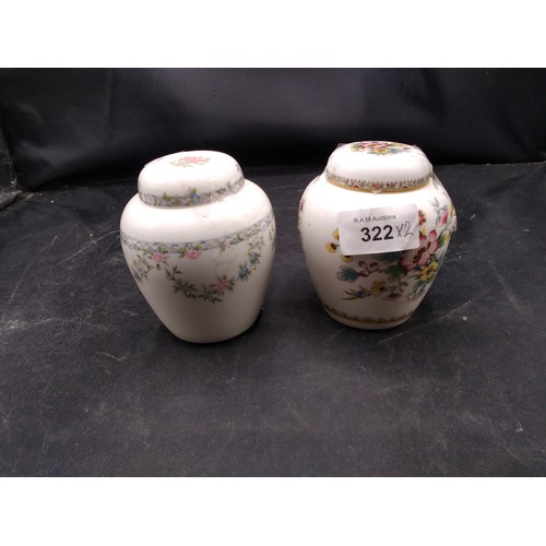 322 - Coalport Lidded Jars x2