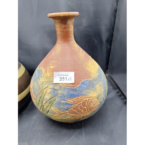 351 - Ceramic Onion Vase and a Fish Vase