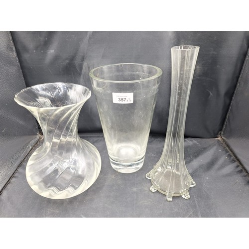 357 - Glass Vases x3 12