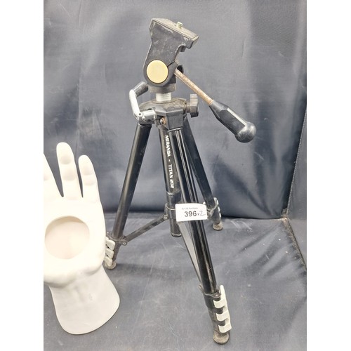 396 - Mirando Tripod and a Ceramic Hand Brush Holder