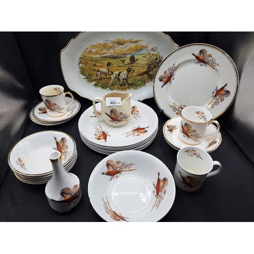 403 - Group of Sheridan Hunting Style Ceramics x23 To Include Jug, Platter, Plates, Bowls, Vase and Cups (... 