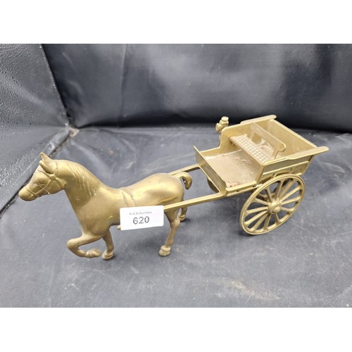 620 - Vintage Brass Horse and Trap