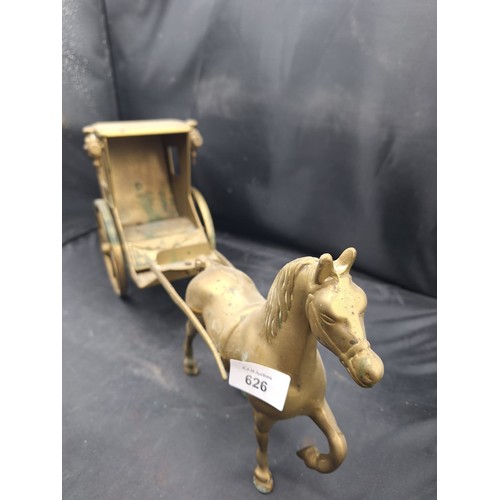 626 - Vintage Huge Brass Horse and Trap Very Old Approx 24