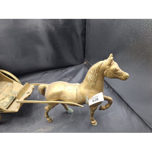 626 - Vintage Huge Brass Horse and Trap Very Old Approx 24