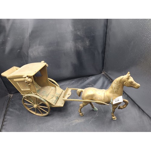 626 - Vintage Huge Brass Horse and Trap Very Old Approx 24