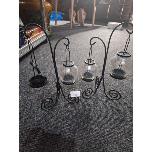 761 - Black Metal Tealight Lights x2