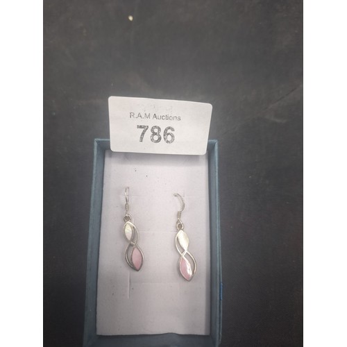 786 - Boxed 925 Silver Stoned Drop Earrings