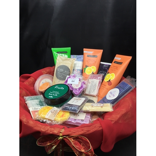 64 - Basket full of wax melts ,body soufflé,gel masks,clay masks etc.