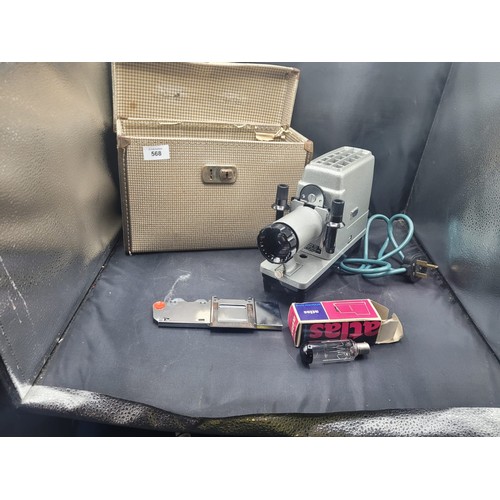 568 - Prinz 300 Cased Screen Projector With Accessories In Working Order