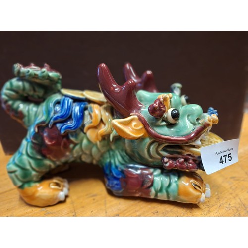 475 - Huge Majolica Style Dog Of Fo 8