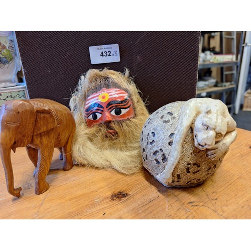 432 - Wax Leopard, Coconut Mask and an Elephant