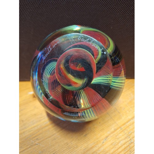 419 - Vintage Super Large Caithness Tartan Paperweight With Reg Number