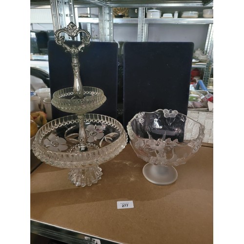 277 - Two Tier Crystal Cake Stand and a Crystal Fruit Bowl