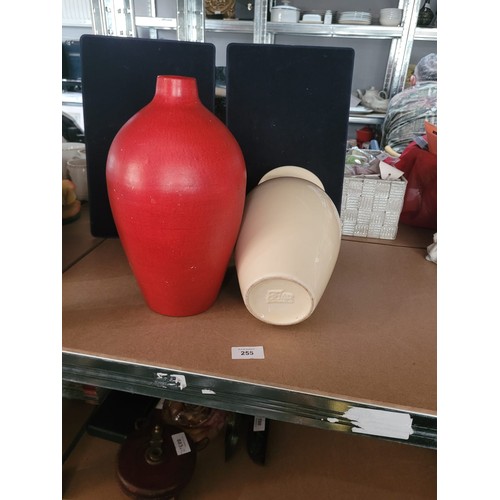 255 - Portuguese Vase and an Art Deco Vase Approx 12