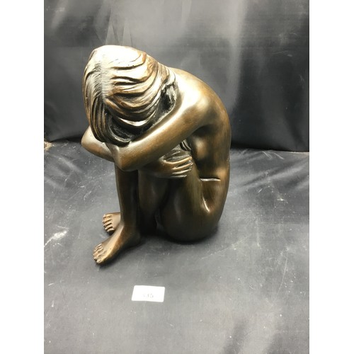 335 - Retro 10” + figurine of lady bronze style seated retro style