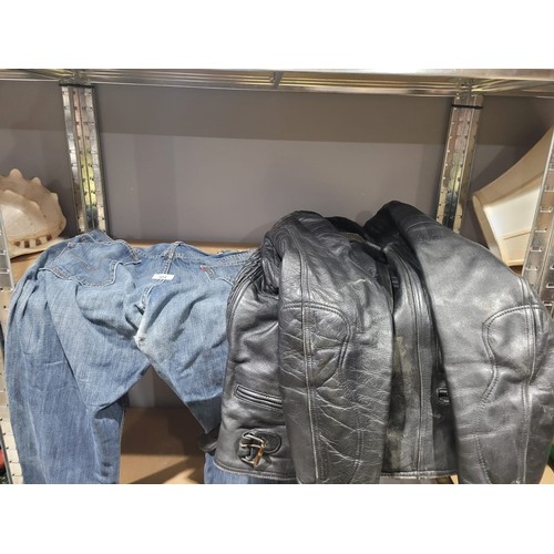 304 - Levi Jeans Size 34W and 32L and a Euro Style Bikers Jacket Size 46