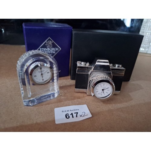 617 - New In The Boxes Crystal Clocks x2 To Include a Camera and Carriage